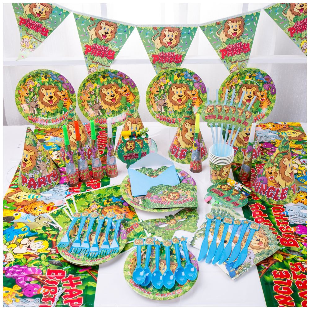 Highland Jungle Animal Theme Disposable Tableware Set 122pcs