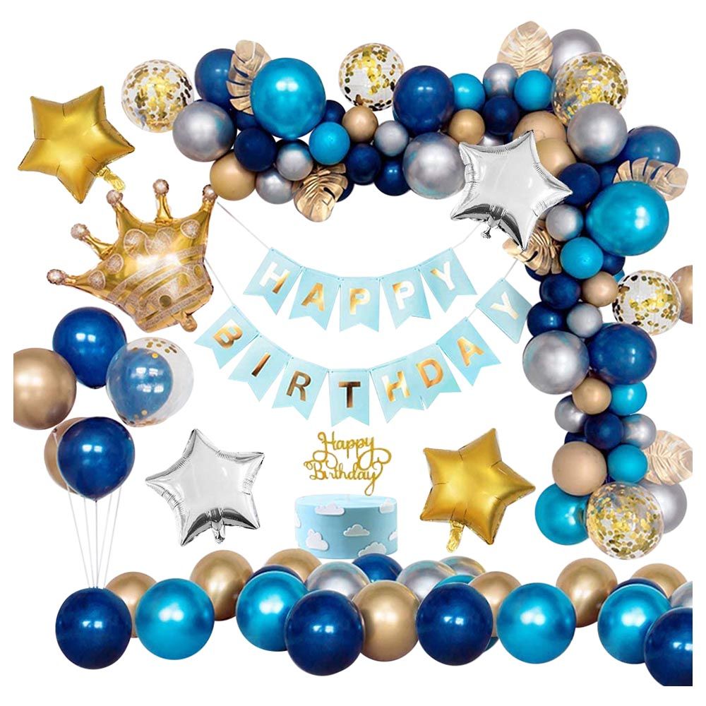 Highland - Birthday Decoration Set - 45pcs - Blue/Gold