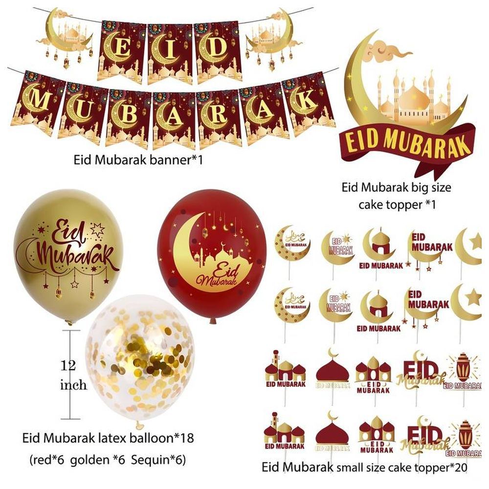 Highland - Red & Gold Eid Mubarak Balloon Decoration Set