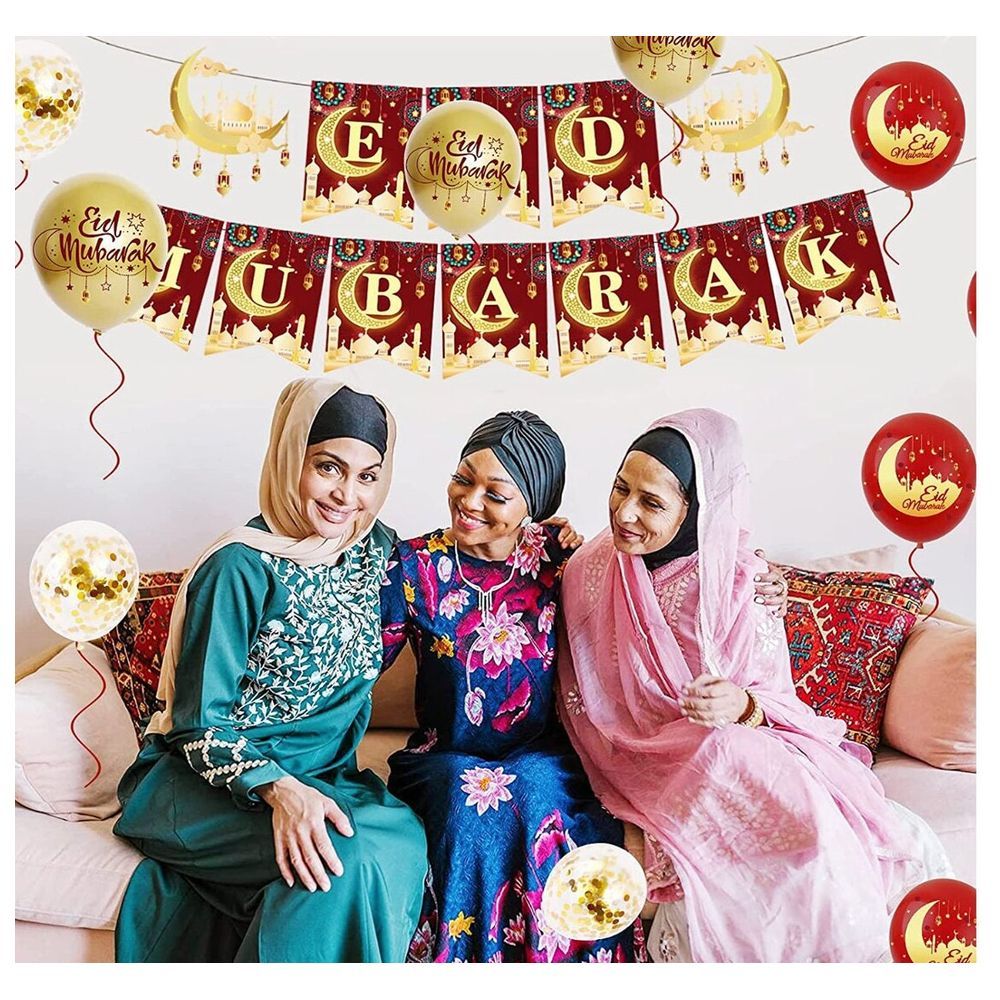 Highland - Red & Gold Eid Mubarak Balloon Decoration Set