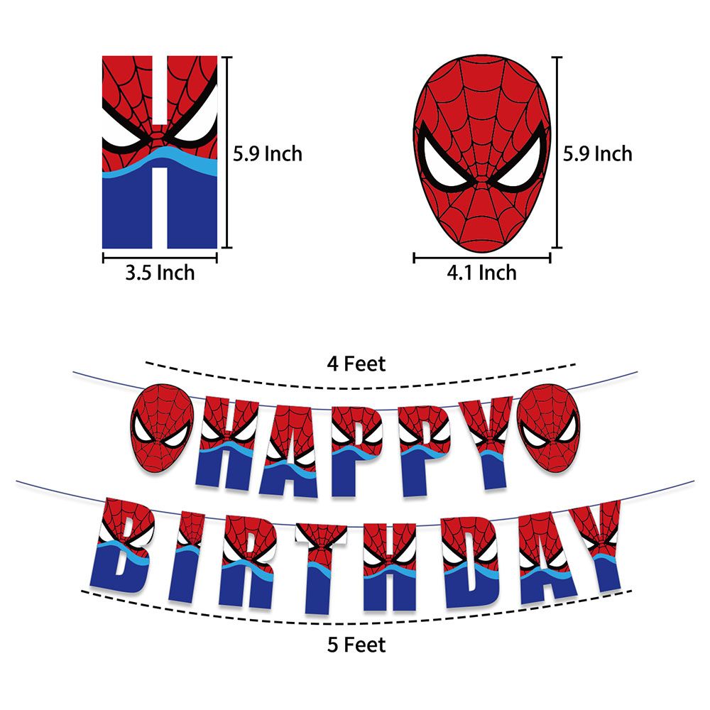 Highland - Spiderman Birthday Decoration Set - 46 pcs 