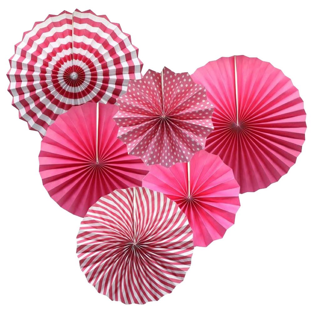 Highland - Paper Fan For Party Decorations - 6pcs - Pink