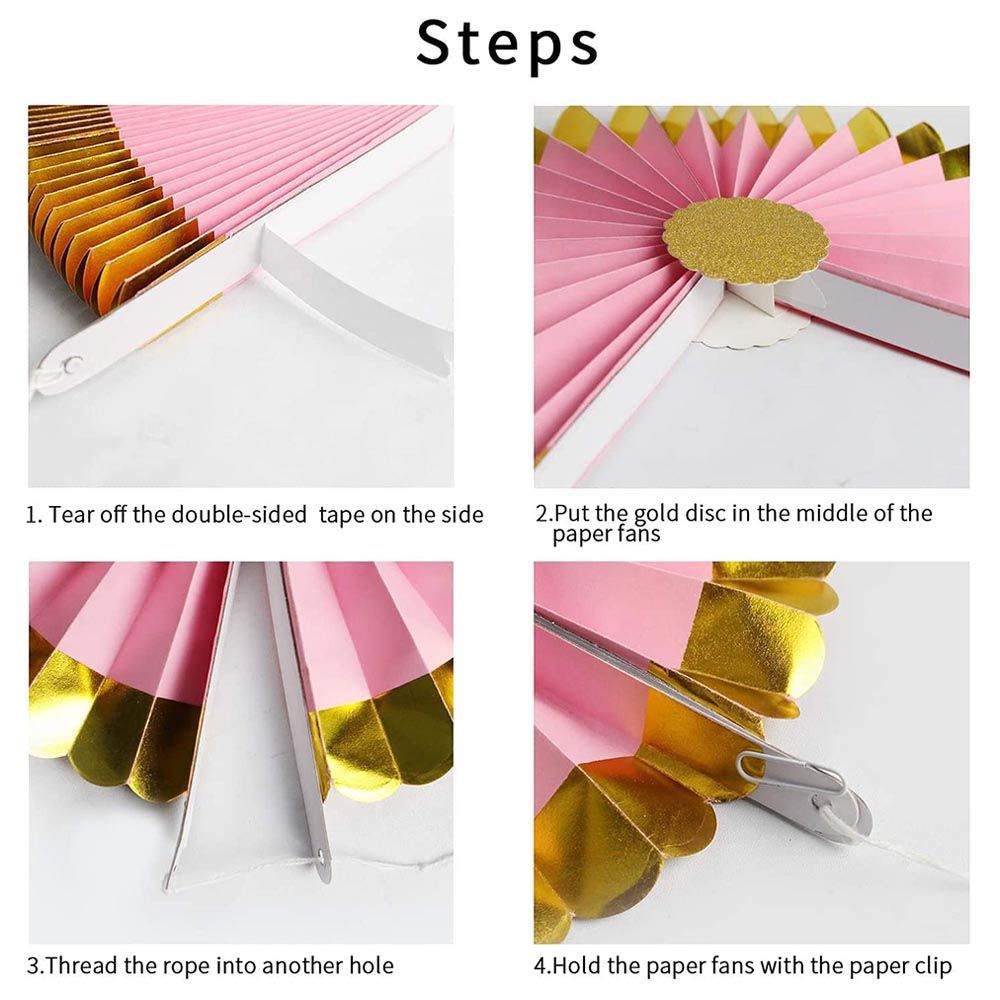 Highland - Paper Fan For Party Decorations - 6pcs - Pink