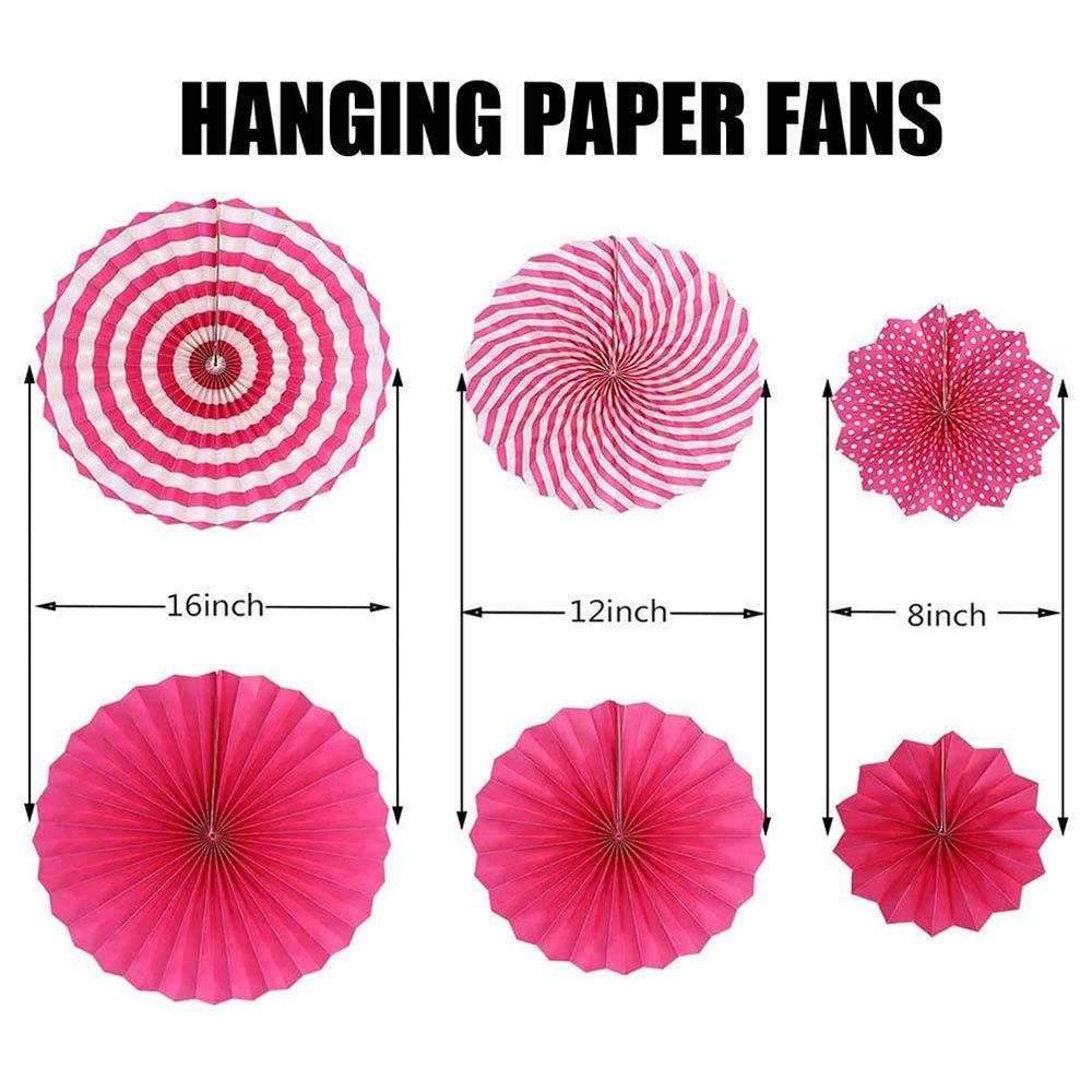 Highland - Paper Fan For Party Decorations - 6pcs - Pink