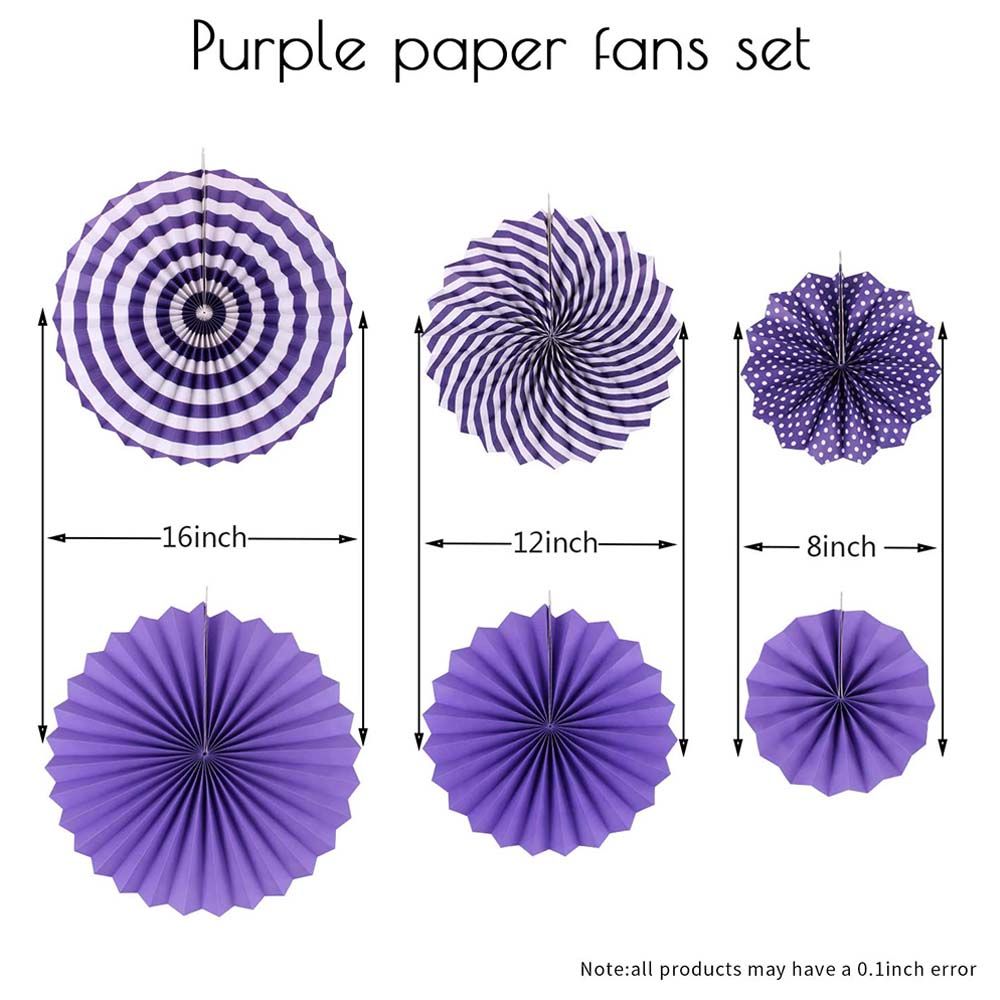 Highland - Paper Fan For Party Decorations - 6pcs - Purple