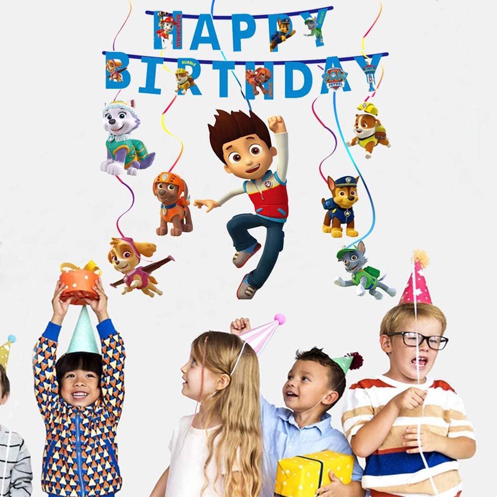 Highland - Paw Patrol Happy Birthday Banner, & Swirls - 7pcs