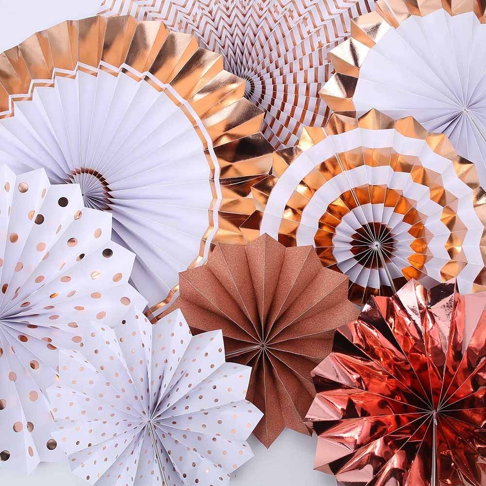 Highland - Paper Fan For Party Decorations - 6pcs - Rose Gold