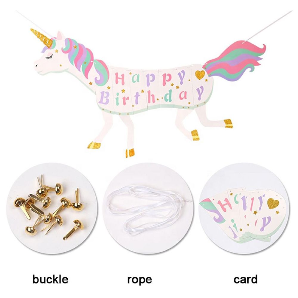 Highland - Unicorn Happy Birthday Banner Decorations