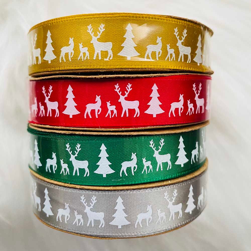 Highland - Christmas Ribbons - Tree & Reindeer - 4pc