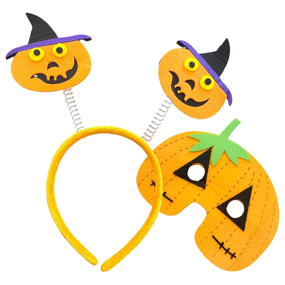 Highland - Halloween Pumpkin Hairband & Mask for Kids - Yellow