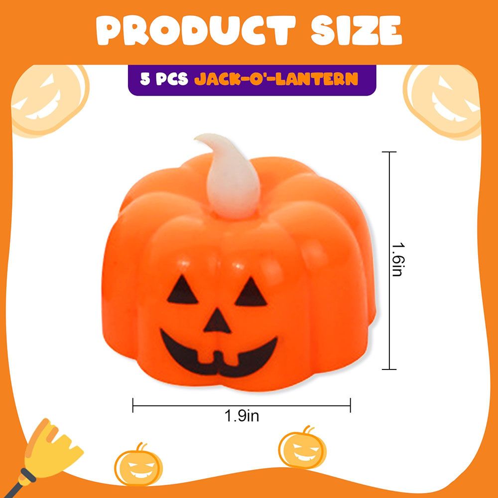 Highland - Pumpkin LED Halloween Candles - Orange - 5pcs