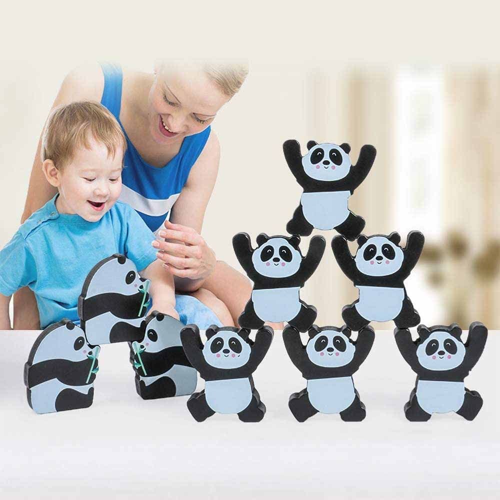 Highland - 12pcs Wooden Panda Stacking & Balancing Toy