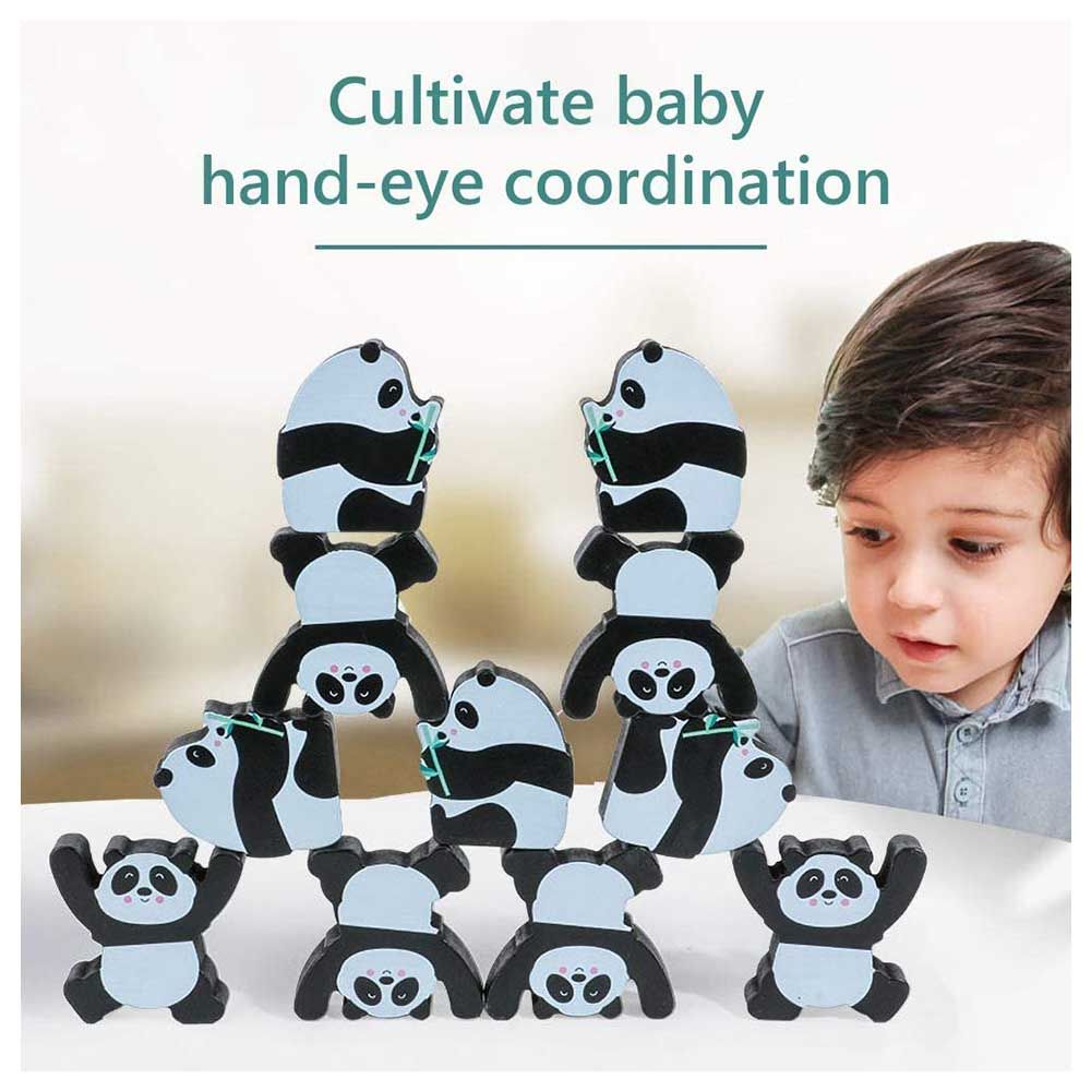 Highland - 12pcs Wooden Panda Stacking & Balancing Toy