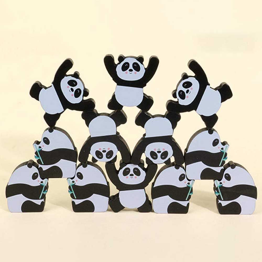 Highland - 12pcs Wooden Panda Stacking & Balancing Toy