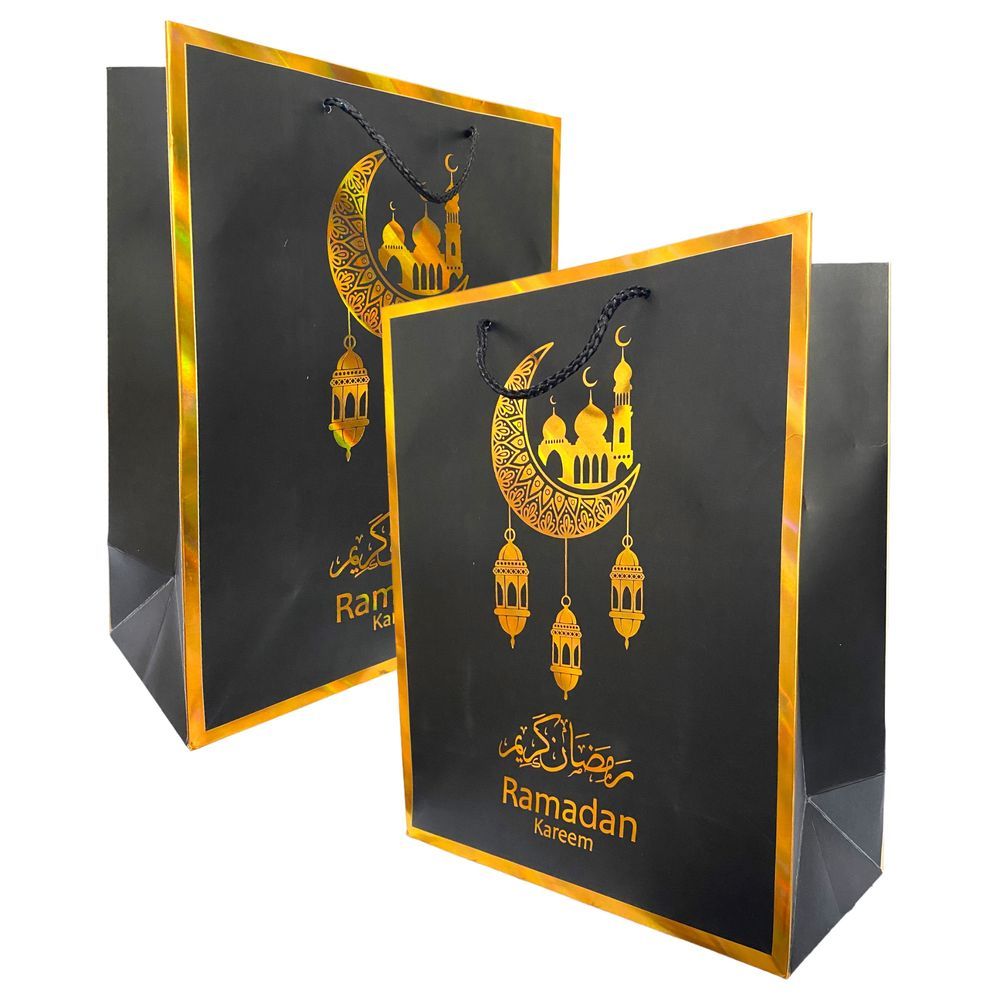 Highland - Black & Gold Ramadan Kareem Gift Bags - Large - 6pcs