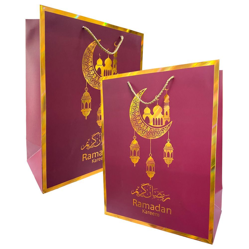 Highland - Maroon & Gold Ramadan Kareem Gift Bags - Large - 6pcs