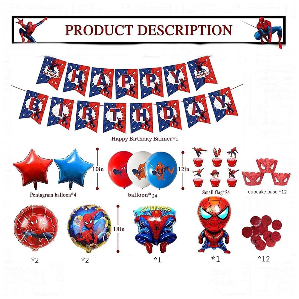 Highland - Spiderman theme Birthday Decoration Set