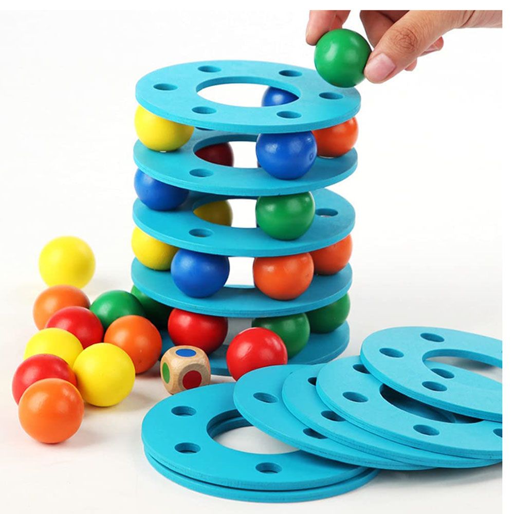 Highland - Rainbow Tower Stacking Game w/ Storage Box