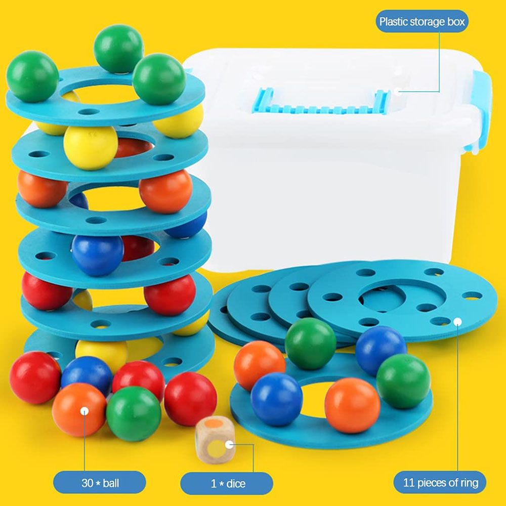 Highland - Rainbow Tower Stacking Game w/ Storage Box