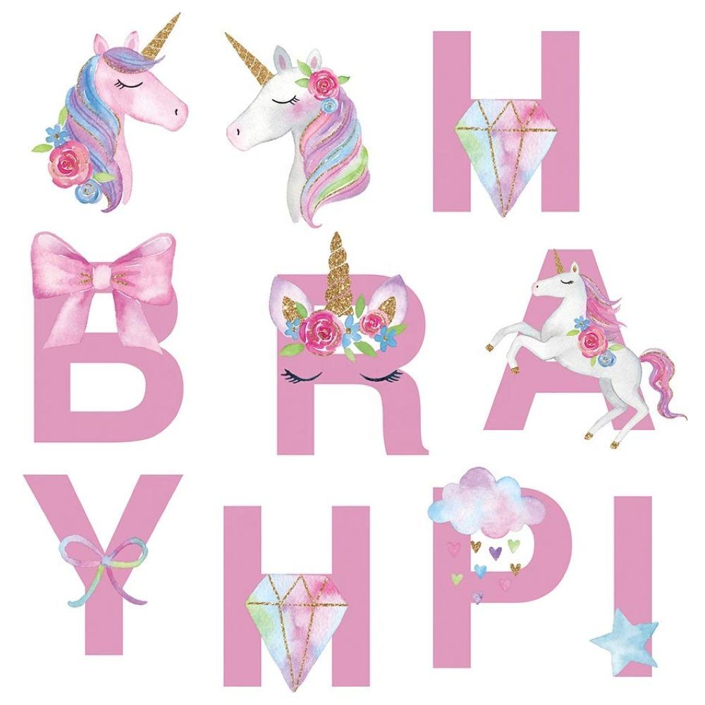 Highland - Pink Unicorn Happy Birthday Banner 