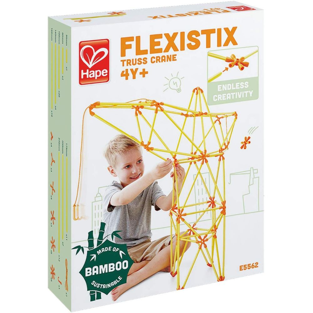 Hape - Flexistix Truss Crane Bamboo Construction Kit - 93pcs