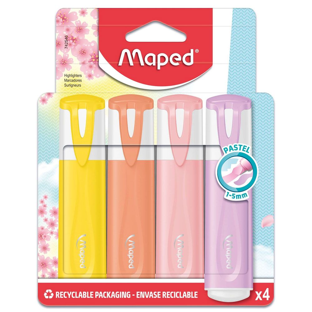 Maped - Fluo Peps Pastel Highlighters Pack of 4