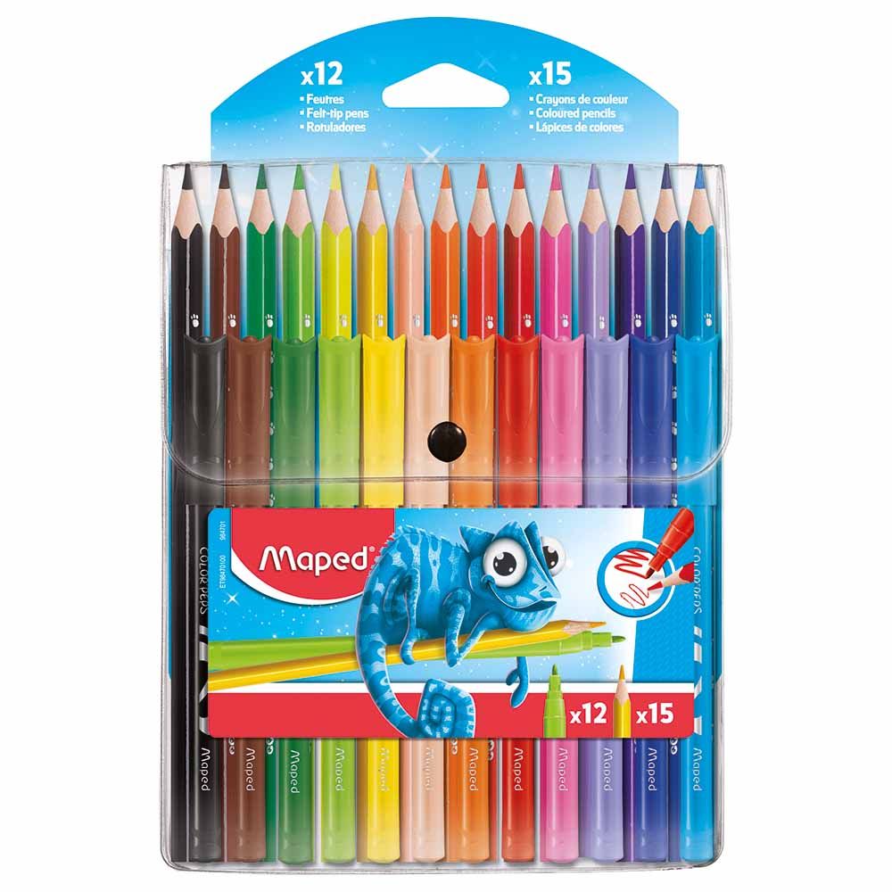 Maped - Pulse Combo Pack 15 Col Pencils + 12 Felt Tip