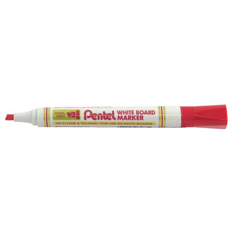 Pentel -12pcs Marker White Board Chisel - Red