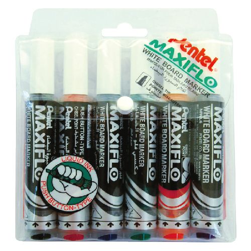 Pentel - Maxiflo White Board Marker 6pcs