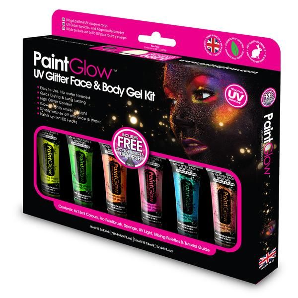 Neon UV Glitter Body Gels Boxset