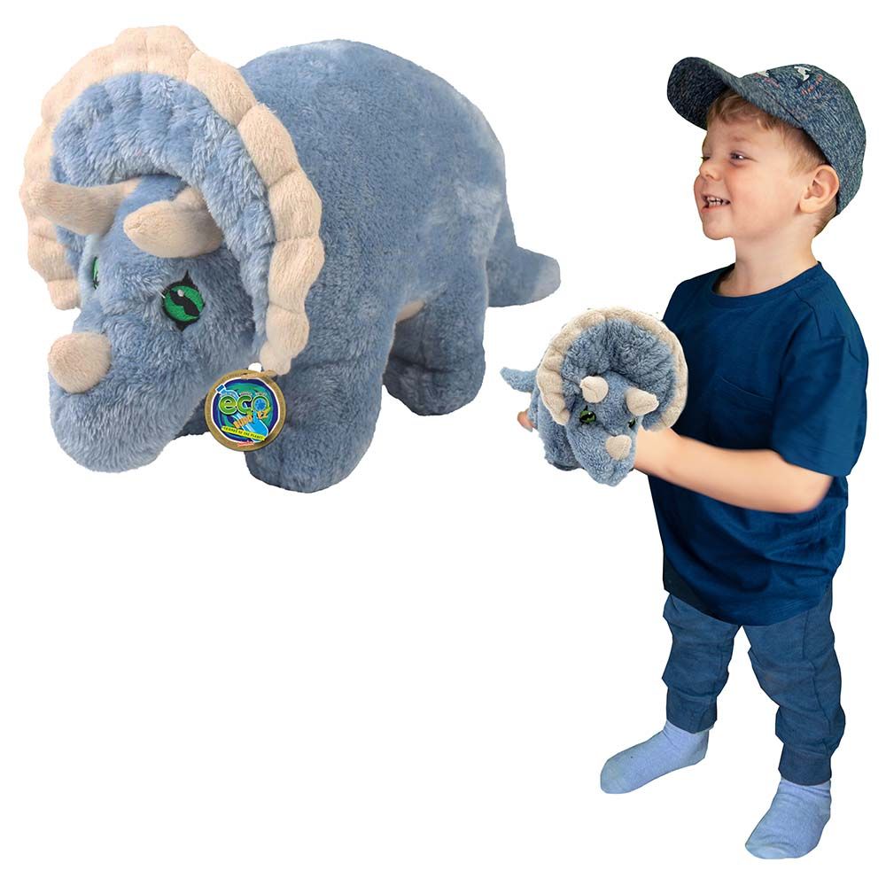 Deluxe Base - Eco Buddiez - Triceratops - Medium - Blue/White