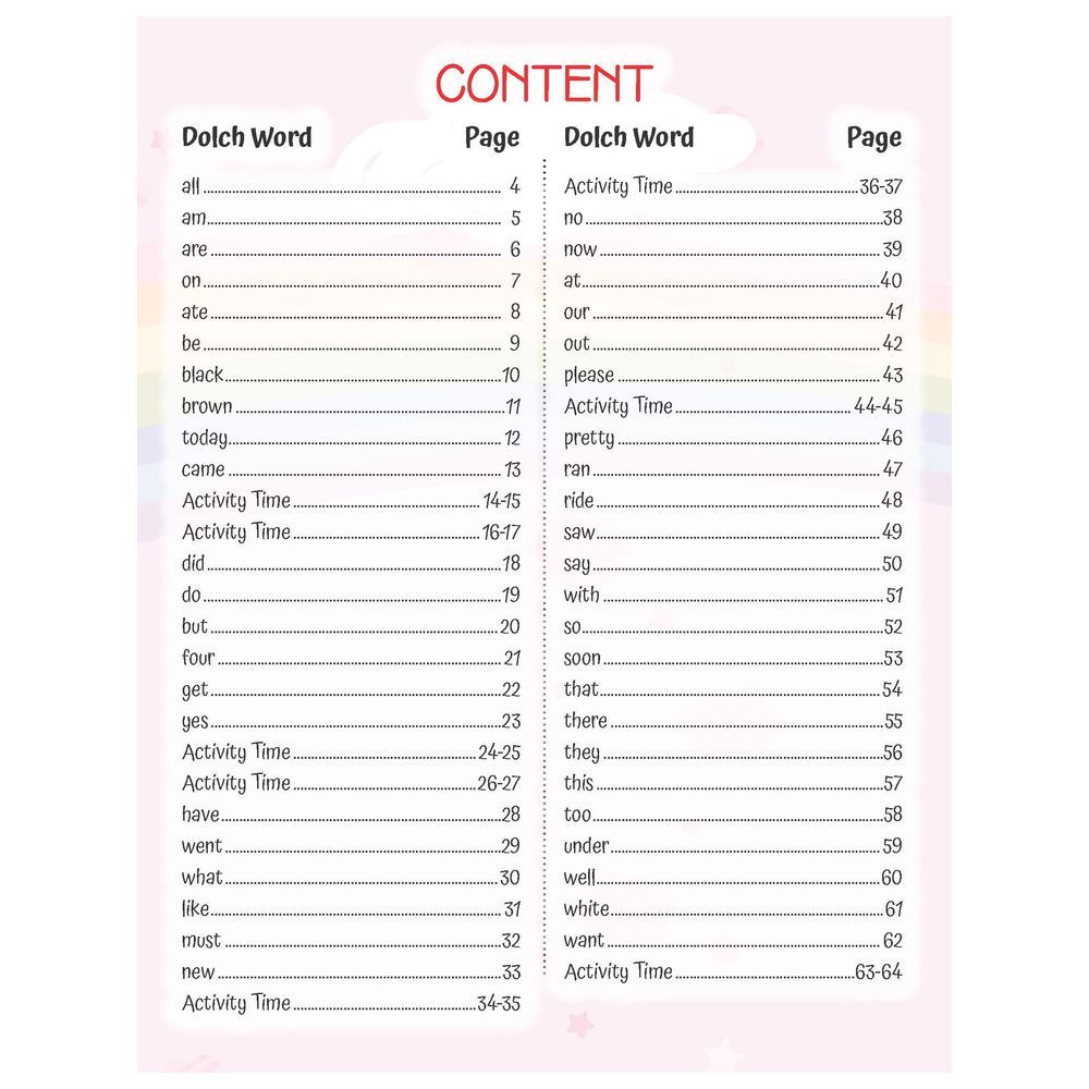 Dolch Sight Words Level 2