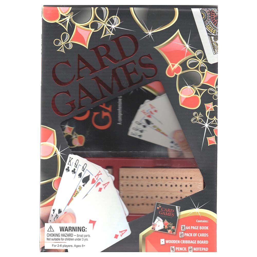 Card Games Set - Book, Pack Of Cards, Wooden Cribbage Board