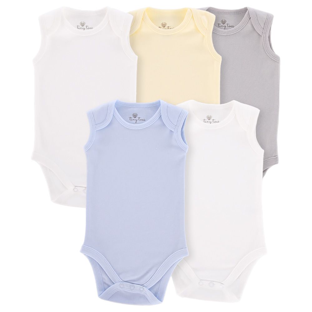 Tiny Toes - 100% Cotton Sleeveless Baby Boys Bodysuit 5pc-Set (Exclusive)