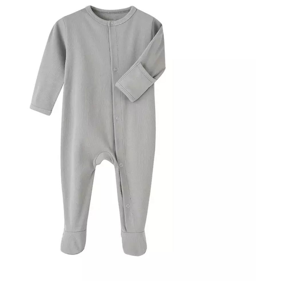 Tiny Toes - 100% Cotton Essential Baby Sleepsuit - Grey (Exclusive)