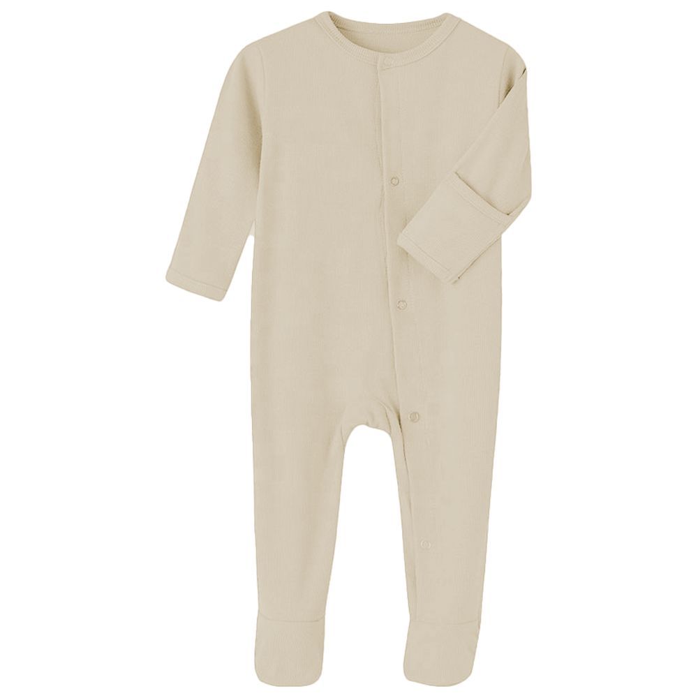 Tiny Toes - 100% Cotton Essential Baby Sleepsuit - Beige (Exclusive)