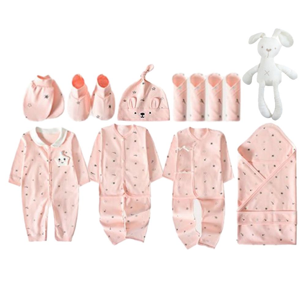 Tiny Toes - 100% Cotton 9pc Newborn Gift Set - Pink Star (Exclusive)