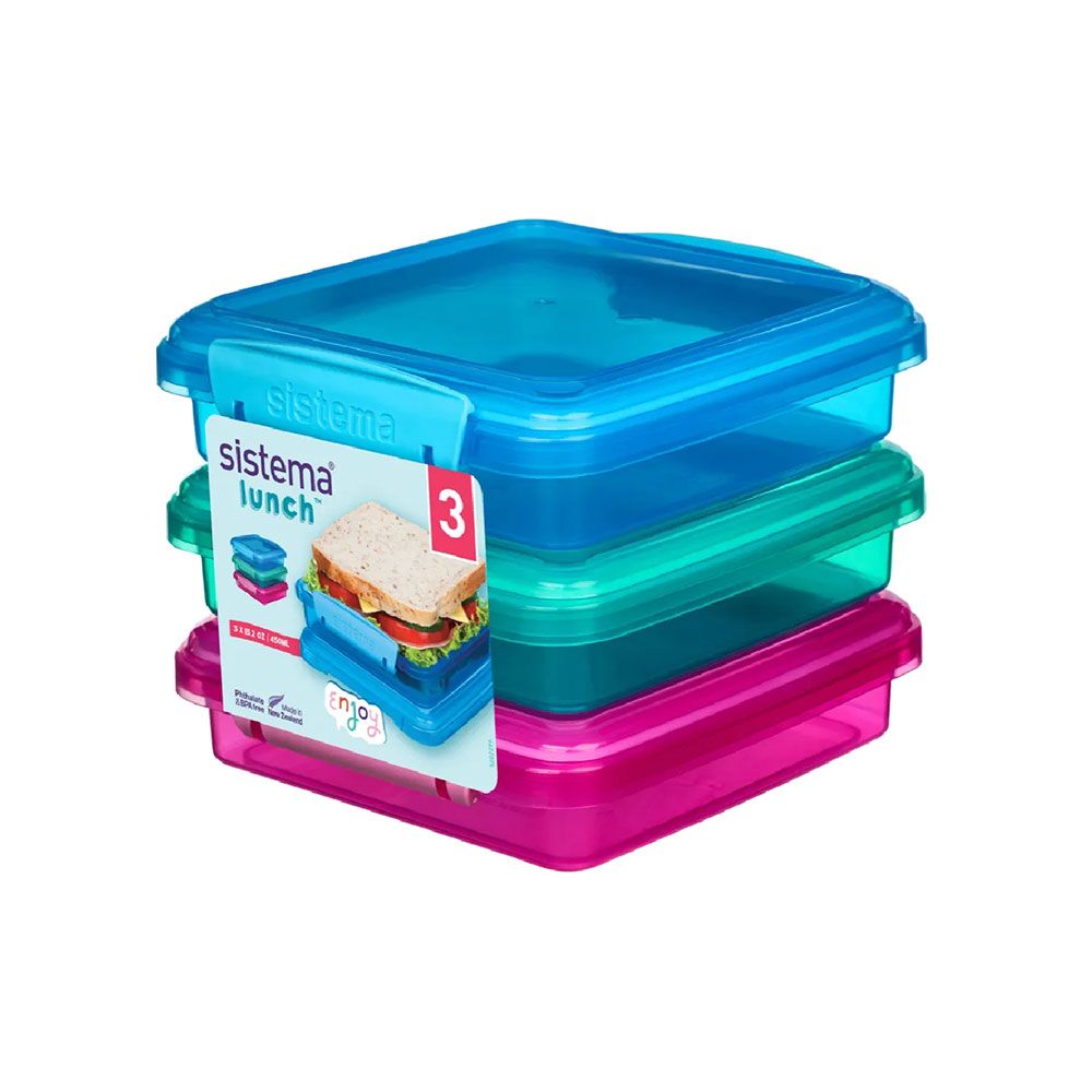 Sistema - Lunch Sandwich Box 450ml Pack of 3