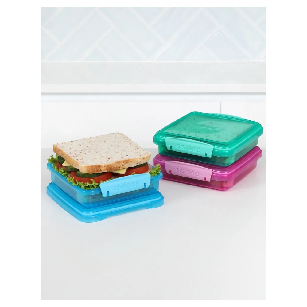 Sistema - Lunch Sandwich Box 450ml Pack of 3