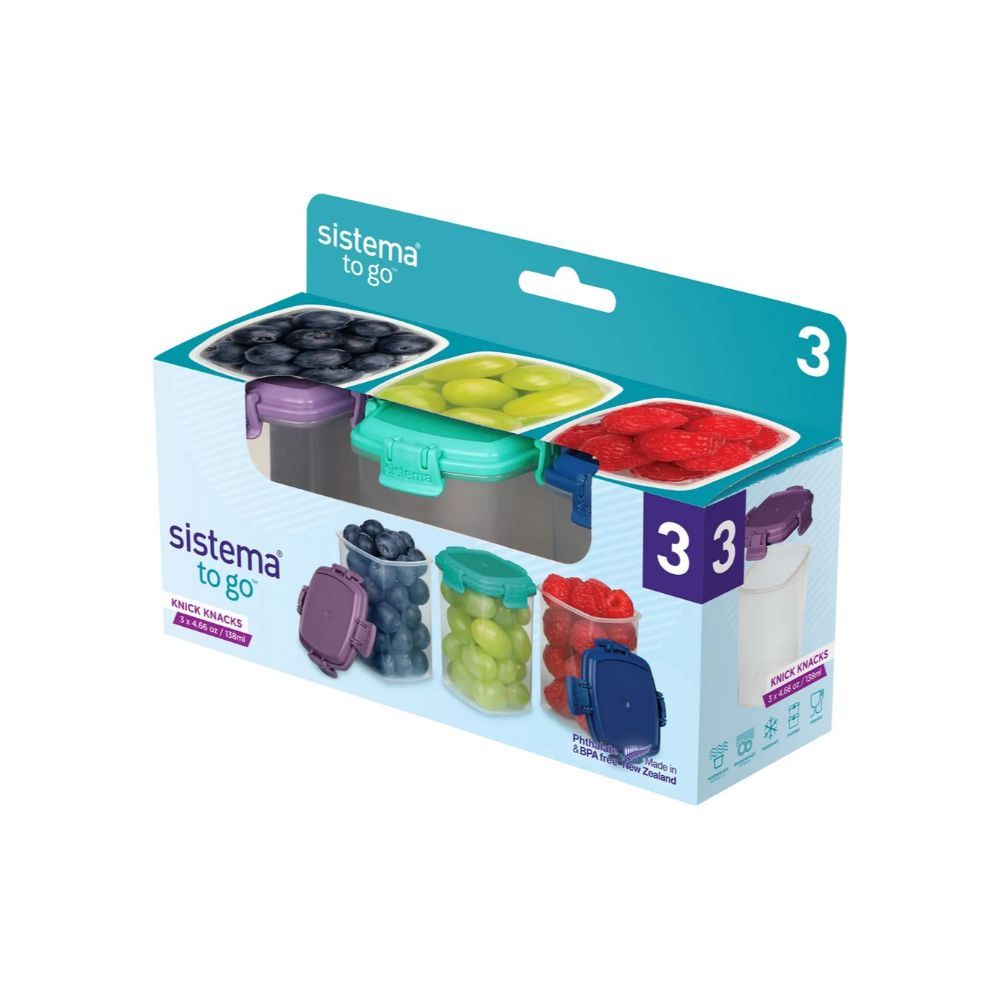 Sistema - Knick Knack To Go Container - 3Pcs - 138Ml - Assorted 1pc