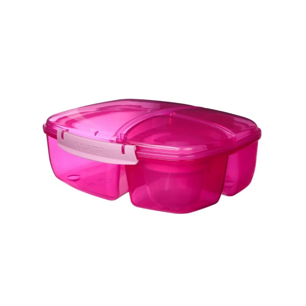 Sistema - Lunch Triple Split with Yogurt Pot - Pink