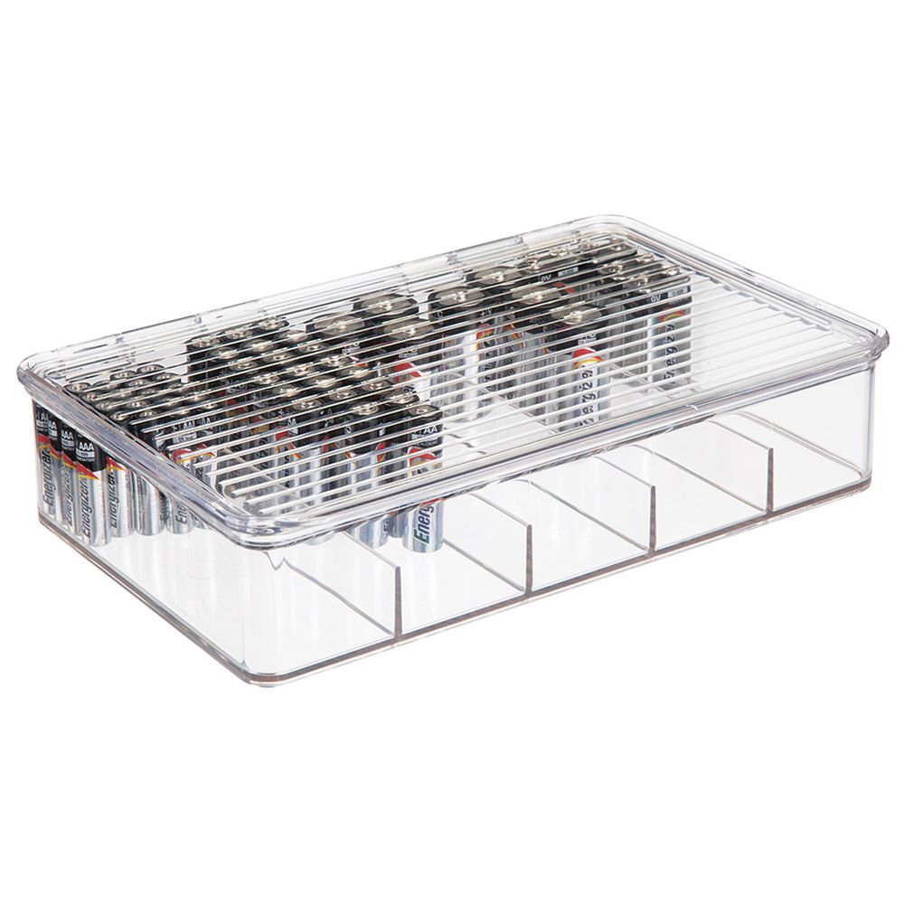 InterDesign - Linus Stackable Battery Organizer Box - Clear