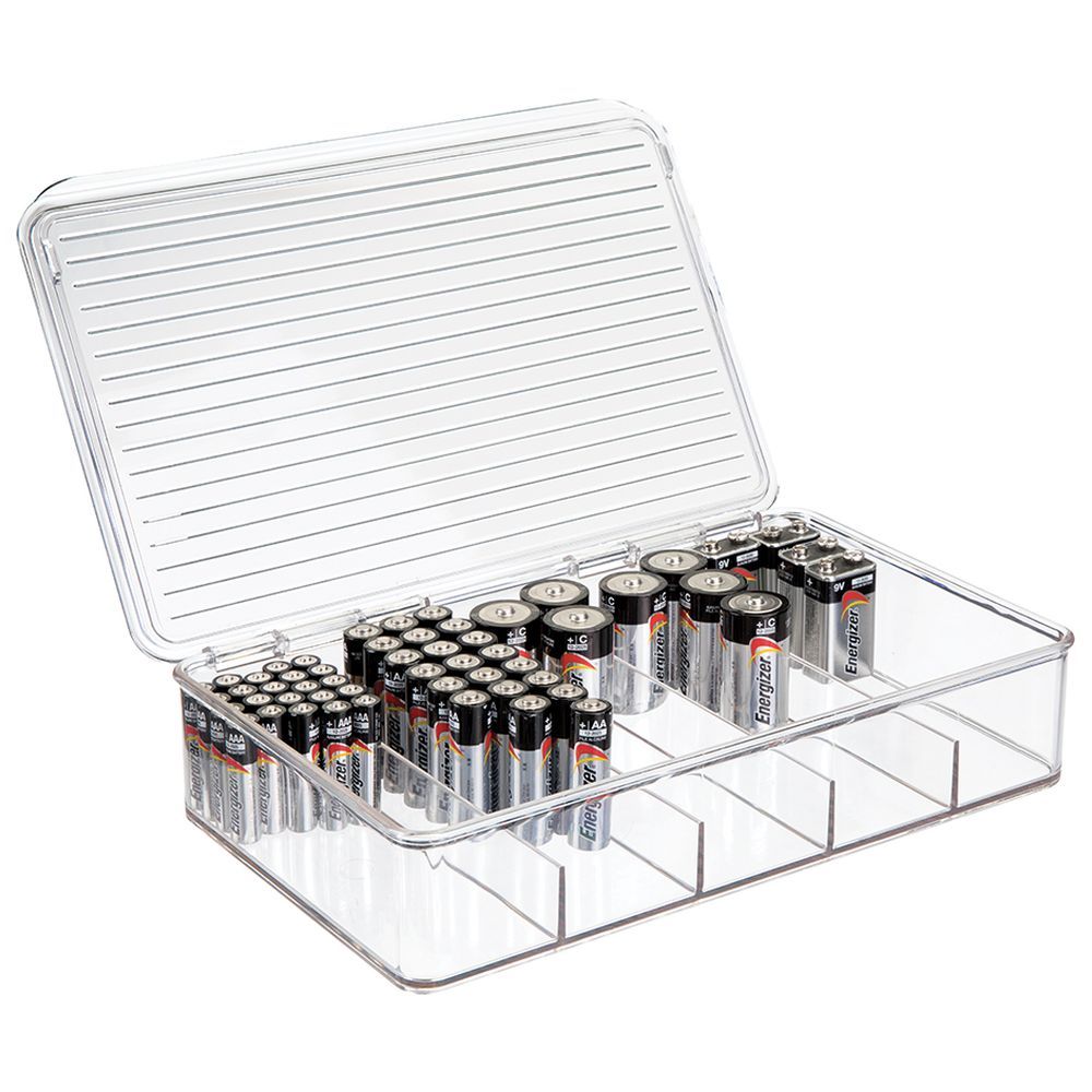 InterDesign - Linus Stackable Battery Organizer Box - Clear