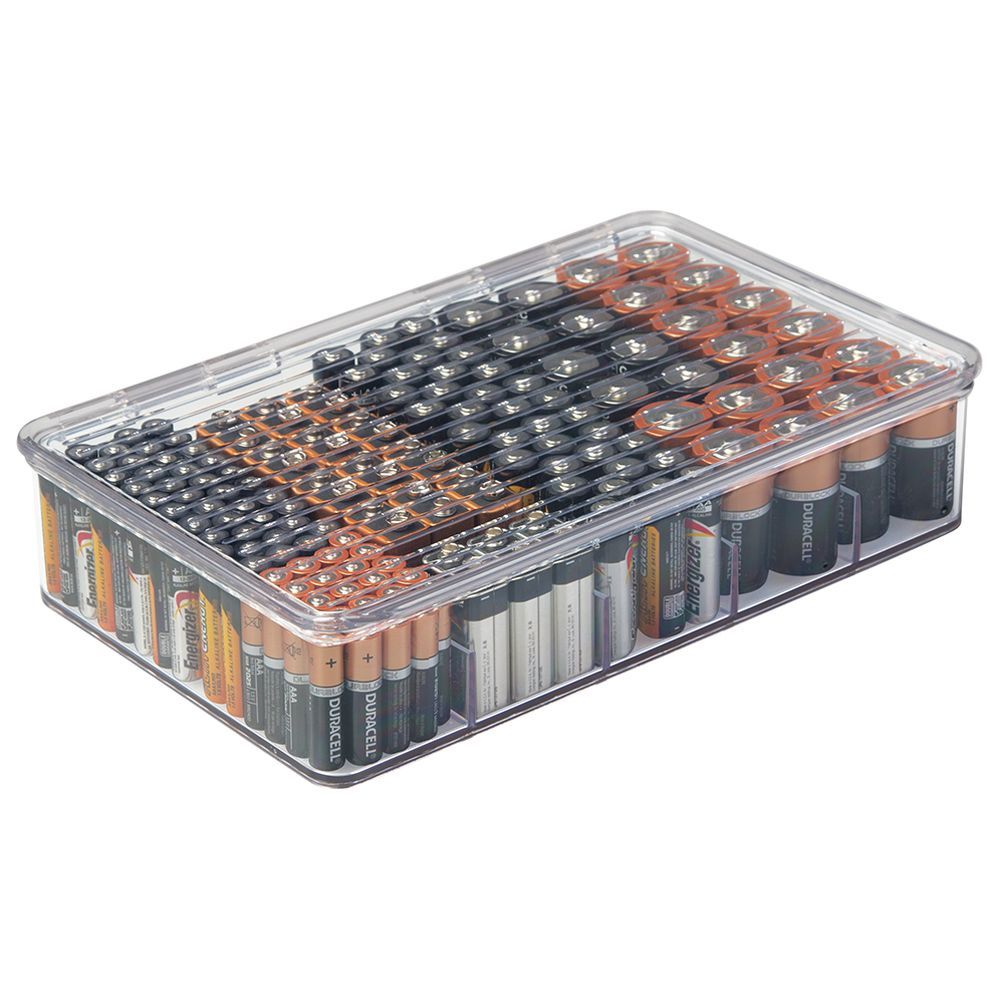 InterDesign - Linus Stackable Battery Organizer Box - Clear