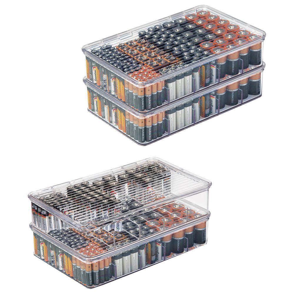 InterDesign - Linus Stackable Battery Organizer Box - Clear