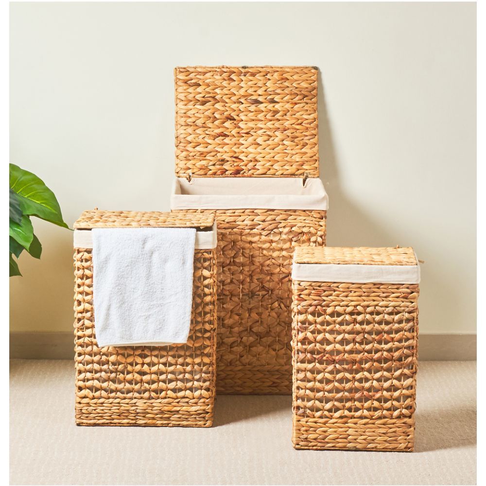 Homesmiths - Natural Water Hyacinth Laundry Hamper W/ Liner - S