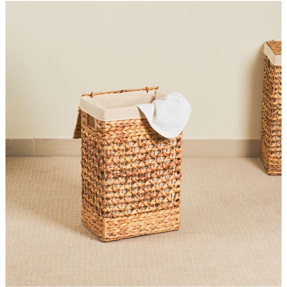 Homesmiths - Natural Water Hyacinth Laundry Hamper W/ Liner - S