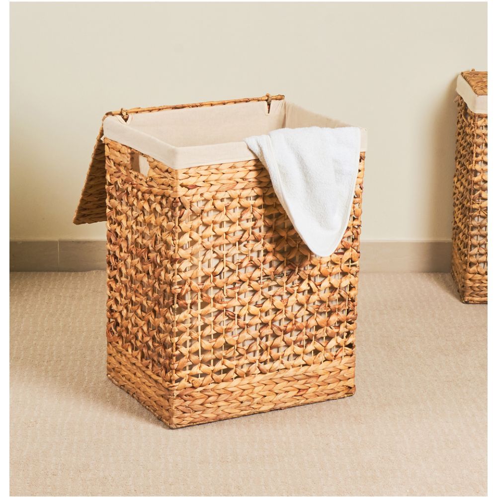 Homesmiths - Natural Water Hyacinth Laundry Hamper W/ Liner - L