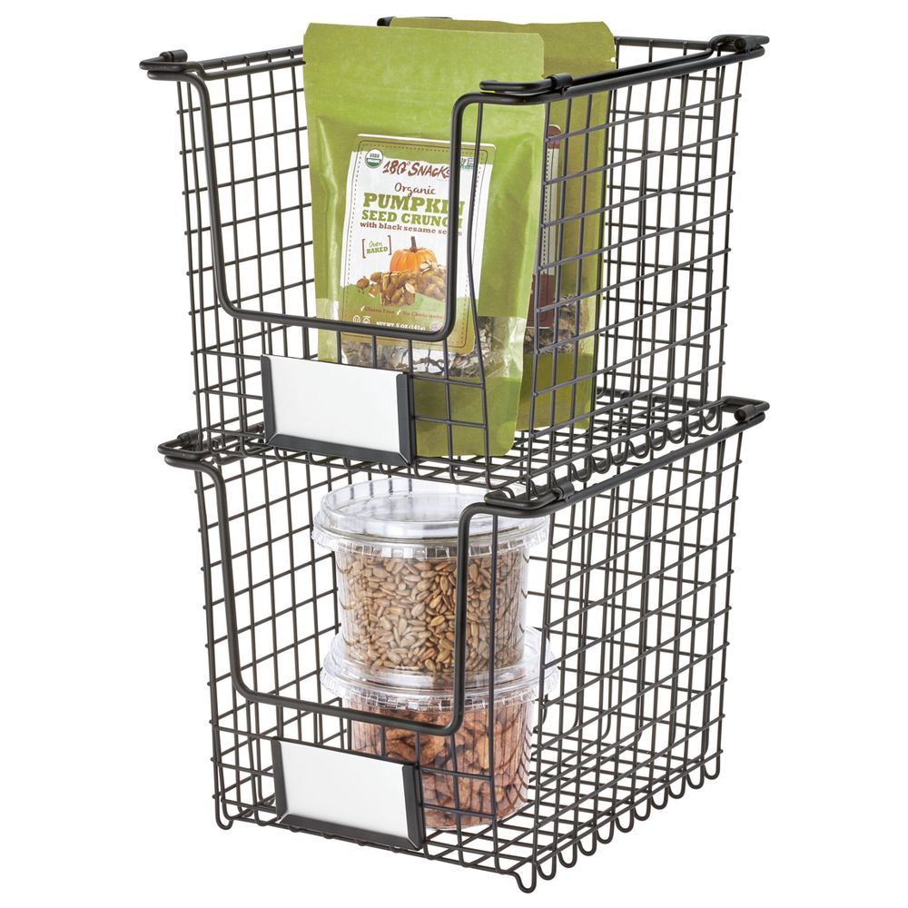 InterDesign - Classico Stackable Basket 8 Inch - Mate Black