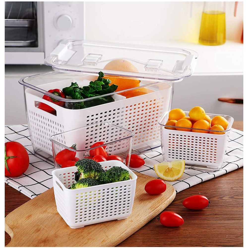 Homesmiths - Fridge Storage Container W/ Fruit Basket - L